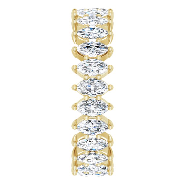 14K Gold Marquise Lab-Grown Diamond Shared-Prong Eternity Band – 4.25x2.25 mm Stones - Yellow Gold - view 4