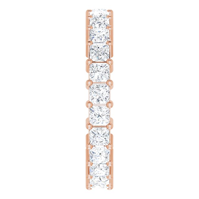 10K Gold Square Natural Diamond Shared-Prong Eternity Band – 2.5x2.5 mm Stones - Rose Gold - view 4