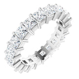 10K Gold Square Natural Diamond Shared-Prong Eternity Band – 3x3 mm Stones - White Gold