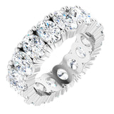 14K Gold Oval Natural Diamond Shared-Prong Eternity Band – 6x4 mm Stones - White Gold