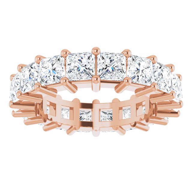 10K Gold Square Lab-Grown Diamond Shared-Prong Eternity Band – 3.75x3.75 mm Stones - Rose Gold - view 3
