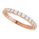 10K Gold Round Natural Diamond Shared-Prong Eternity Band – 2 mm Stones - Rose Gold - view 5