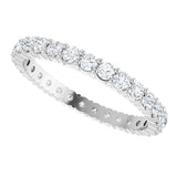 10K Gold Round Natural Diamond Shared-Prong Eternity Band – 2 mm Stones - White Gold - view 5
