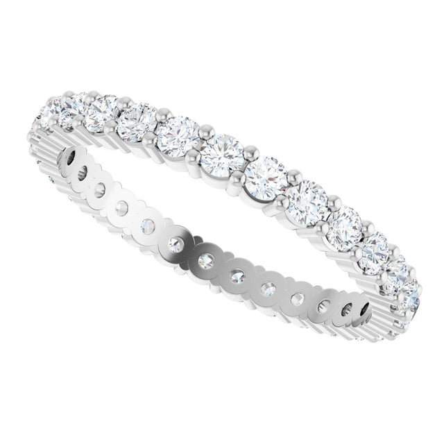 10K Gold Round Natural Diamond Shared-Prong Eternity Band – 2 mm Stones - White Gold - view 5