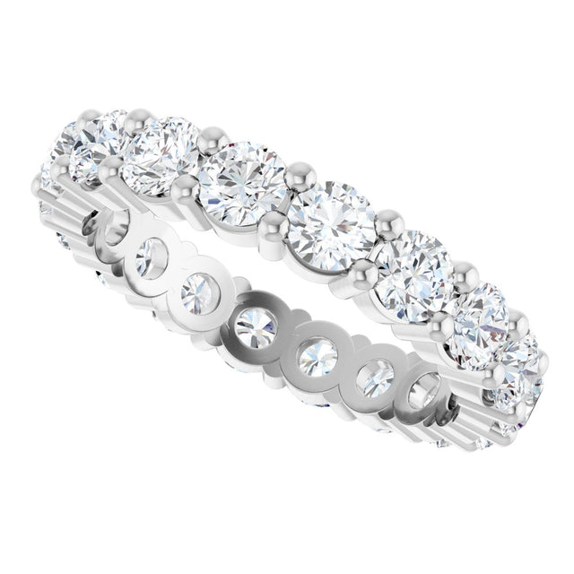 14K Gold Round Lab-Grown Diamond Shared-Prong Eternity Band – 3.4 mm Stones - White Gold - view 5