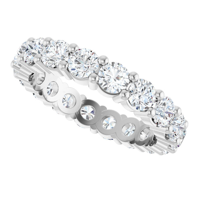 10K Gold Round Natural Diamond Shared-Prong Eternity Band – 3.5 mm Stones - White Gold - view 5