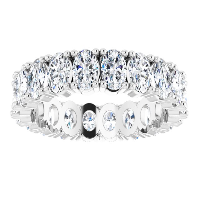10K Gold Oval Lab-Grown Diamond Shared-Prong Eternity Band – 5x3 mm Stones - White Gold - view 3