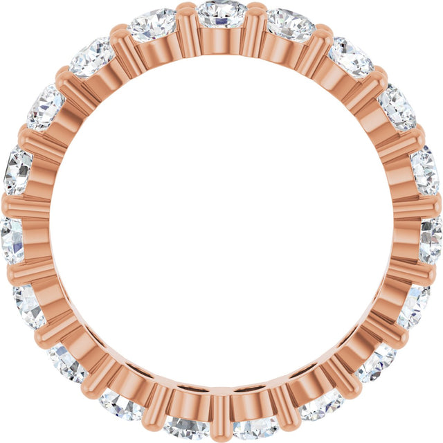10K Gold Round Natural Diamond Shared-Prong Eternity Band – 3.2 mm Stones - Rose Gold - view 2