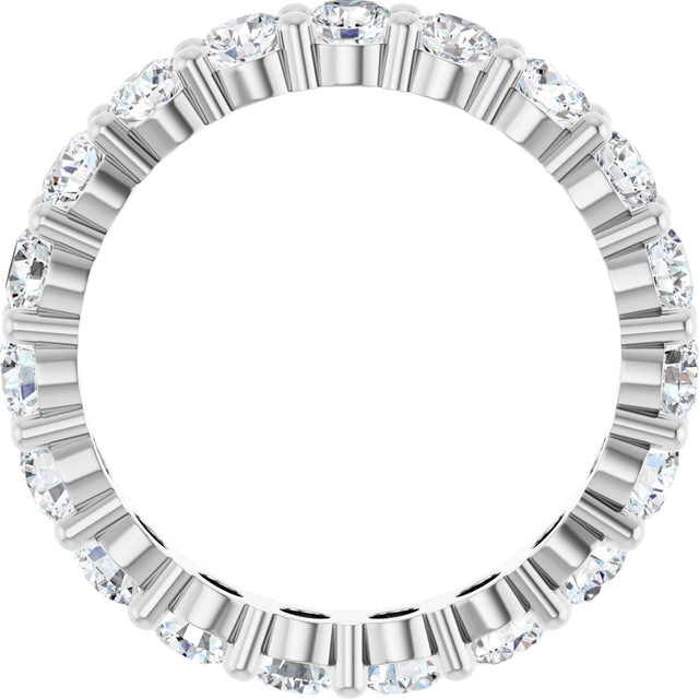 10K Gold Round Natural Diamond Shared-Prong Eternity Band – 3.2 mm Stones - White Gold - view 2