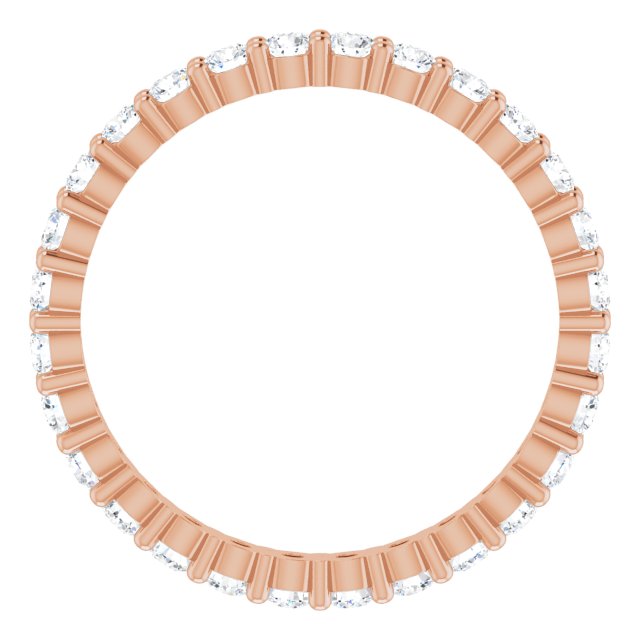 10K Gold Round Natural Diamond Shared-Prong Eternity Band – 2 mm Stones - Rose Gold - view 2