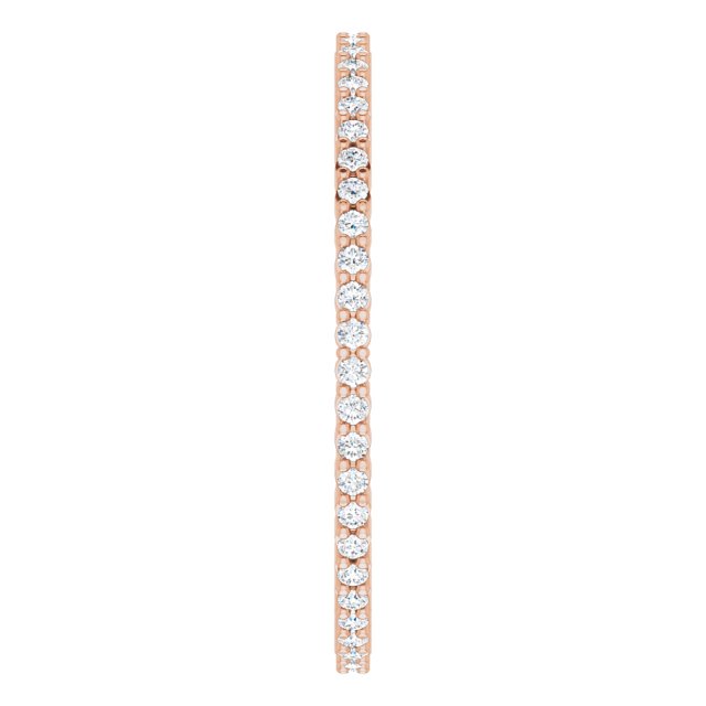 10K Gold Round Lab-Grown Diamond Shared-Prong Eternity Band – 1 mm Stones - Rose Gold - view 4