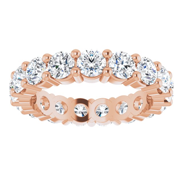 10K Gold Round Natural Diamond Shared-Prong Eternity Band – 3.75 mm Stones - Rose Gold - view 3
