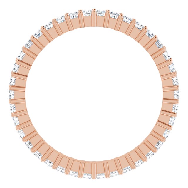 10K Gold Square Natural Diamond Shared-Prong Eternity Band – 1.5x1.5 mm Stones - Rose Gold - view 2