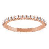 10K Gold Round Natural Diamond Shared-Prong Eternity Band – 1.5 mm Stones - Rose Gold - view 3