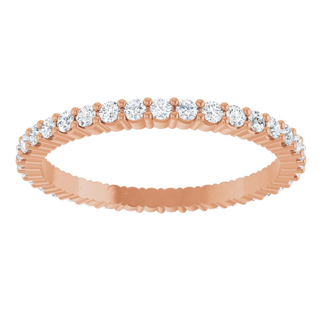 10K Gold Round Lab-Grown Diamond Shared-Prong Eternity Band – 1.5 mm Stones - Rose Gold - view 3