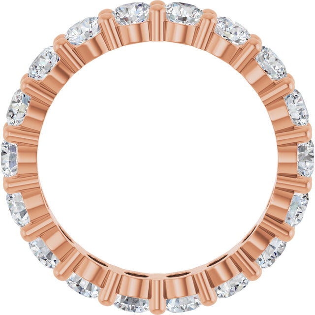 10K Gold Round Lab-Grown Diamond Shared-Prong Eternity Band – 3.4 mm Stones - Rose Gold - view 2