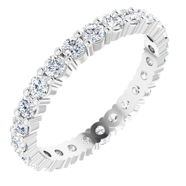 10K Gold Round Lab-Grown Diamond Shared-Prong Eternity Band – 2.25 mm Stones - White Gold