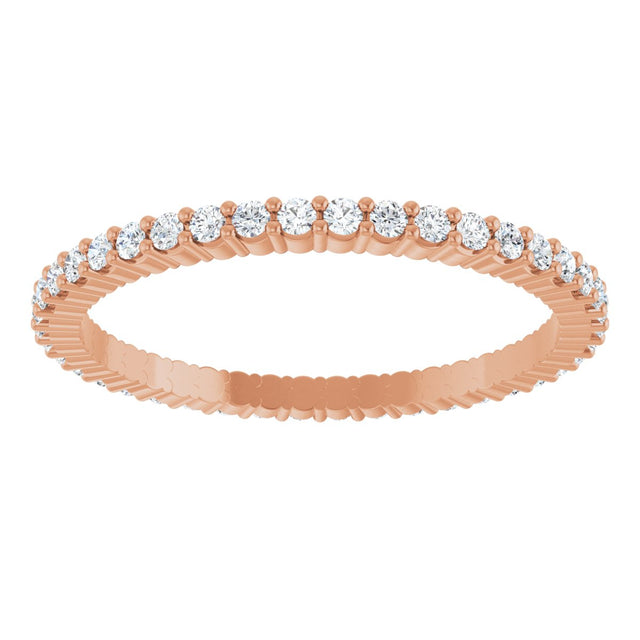 10K Gold Round Lab-Grown Diamond Shared-Prong Eternity Band – 1.3 mm Stones - Rose Gold - view 3