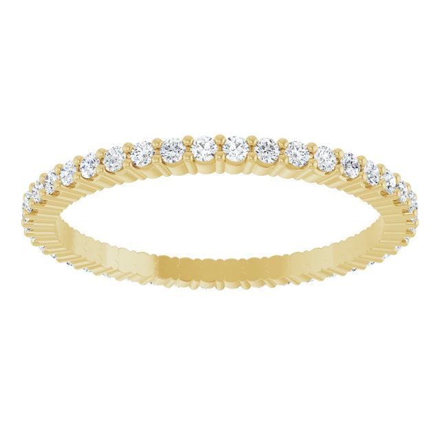 14K Gold Round Lab-Grown Diamond Shared-Prong Eternity Band – 1.3 mm Stones - Yellow Gold - view 3