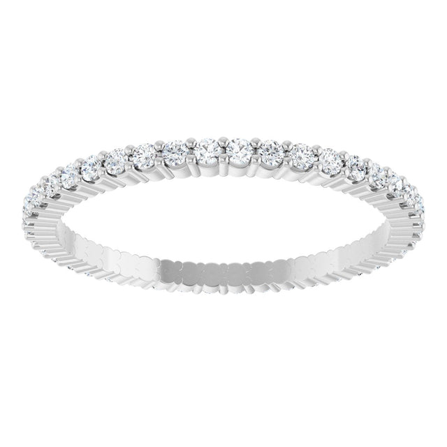 10K Gold Round Natural Diamond Shared-Prong Eternity Band – 1.3 mm Stones - White Gold - view 3