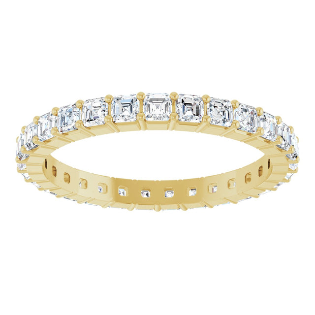 14K Gold Asscher Lab-Grown Diamond Shared-Prong Eternity Band – 2x2 mm Stones - Yellow Gold - view 3