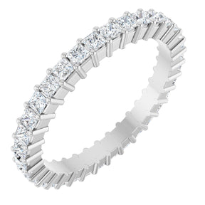 Platinum Square Natural Diamond Shared-Prong Eternity Band – 1.75x1.75 mm Stones