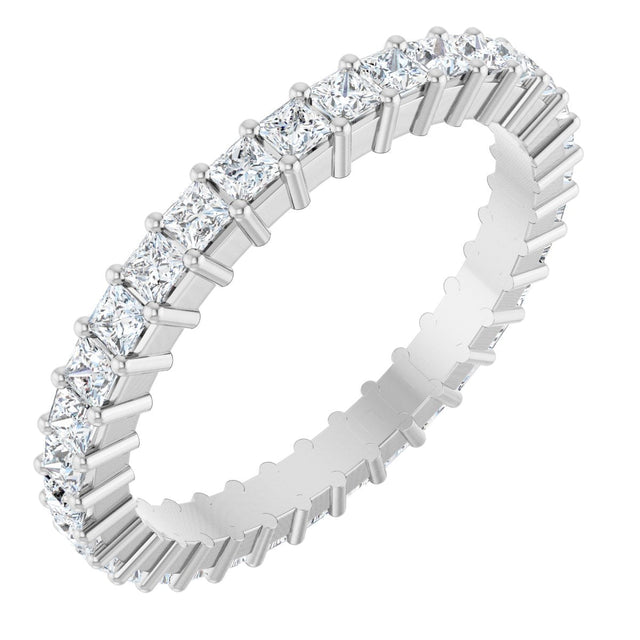 14K Gold Square Lab-Grown Diamond Shared-Prong Eternity Band – 1.75x1.75 mm Stones - White Gold