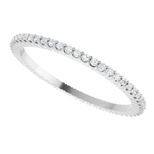 10K Gold Round Natural Diamond Shared-Prong Eternity Band – 1 mm Stones - White Gold - view 5