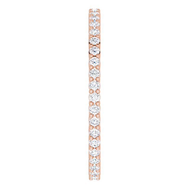 10K Gold Round Lab-Grown Diamond Shared-Prong Eternity Band – 1.3 mm Stones - Rose Gold - view 4