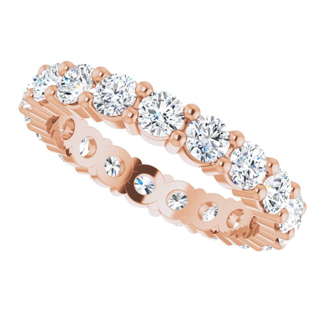 10K Gold Round Natural Diamond Shared-Prong Eternity Band – 3.2 mm Stones - Rose Gold - view 5