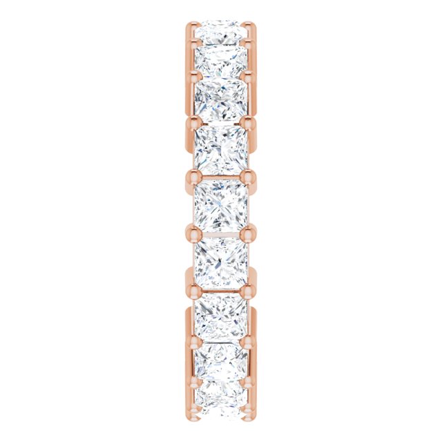 10K Gold Square Lab-Grown Diamond Shared-Prong Eternity Band – 3x3 mm Stones - Rose Gold - view 4