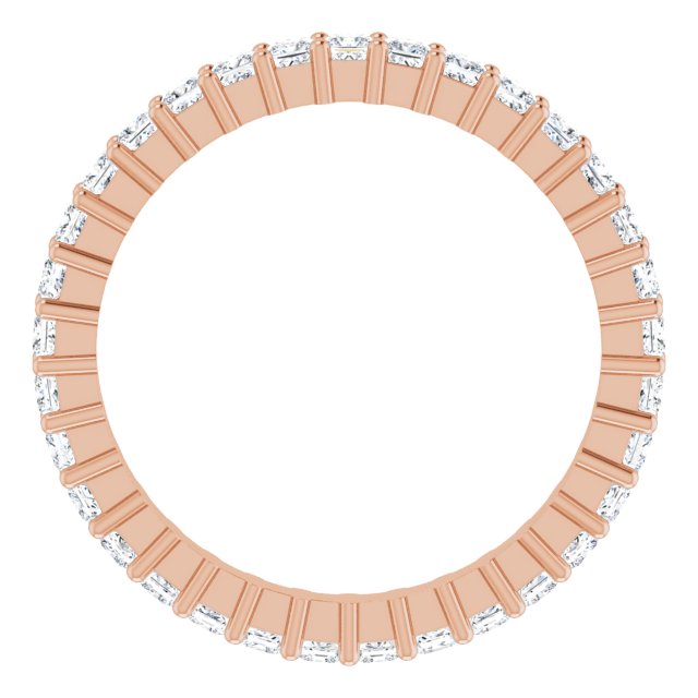 10K Gold Square Natural Diamond Shared-Prong Eternity Band – 1.75x1.75 mm Stones - Rose Gold - view 2