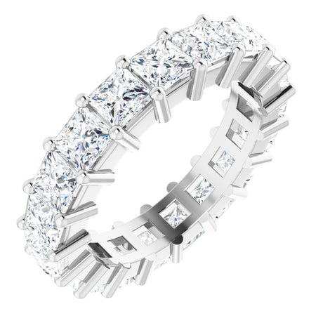 10K Gold Square Natural Diamond Shared-Prong Eternity Band – 3.5x3.5 mm Stones - White Gold