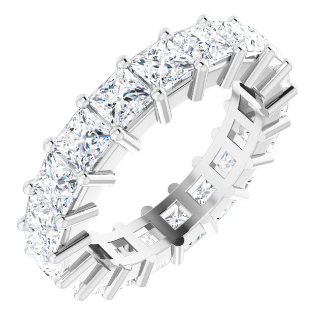 10K Gold Square Natural Diamond Shared-Prong Eternity Band – 3.5x3.5 mm Stones - White Gold