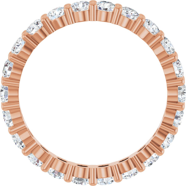 10K Gold Round Lab-Grown Diamond Shared-Prong Eternity Band – 2.75 mm Stones - Rose Gold - view 2