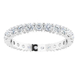 10K Gold Round Natural Diamond Shared-Prong Eternity Band – 2.25 mm Stones - White Gold - view 3