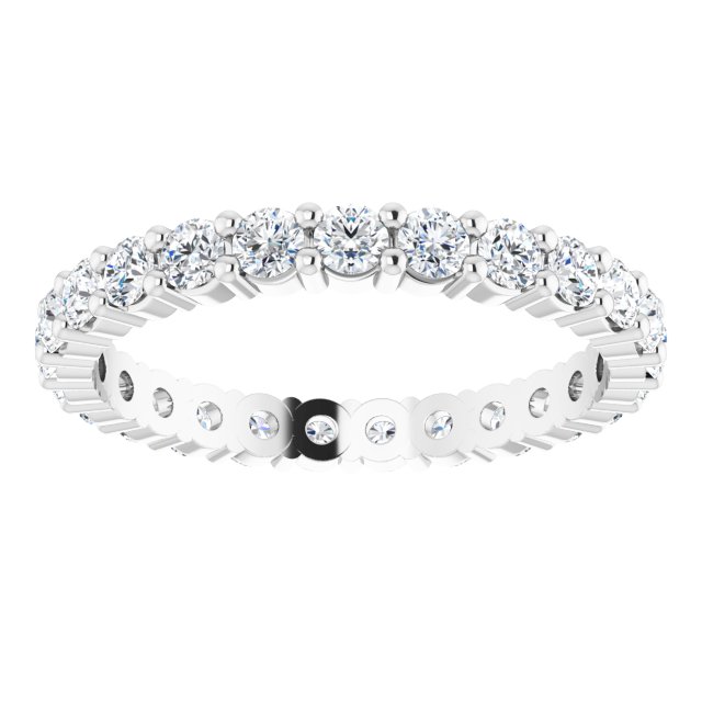 10K Gold Round Natural Diamond Shared-Prong Eternity Band – 2.25 mm Stones - White Gold - view 3