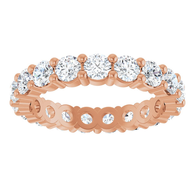 10K Gold Round Natural Diamond Shared-Prong Eternity Band – 3.2 mm Stones - Rose Gold - view 3