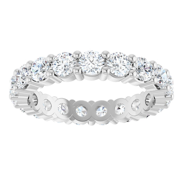10K Gold Round Natural Diamond Shared-Prong Eternity Band – 3.2 mm Stones - White Gold - view 3