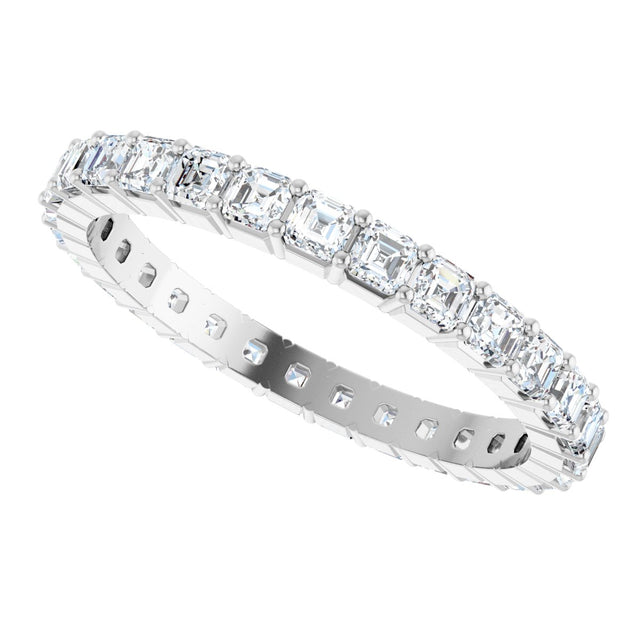 Platinum Asscher Lab-Grown Diamond Shared-Prong Eternity Band – 2x2 mm Stones - view 5