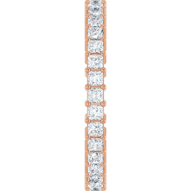 10K Gold Square Natural Diamond Shared-Prong Eternity Band – 1.75x1.75 mm Stones - Rose Gold - view 4