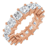 10K Gold Square Natural Diamond Shared-Prong Eternity Band – 4x4 mm Stones - Rose Gold