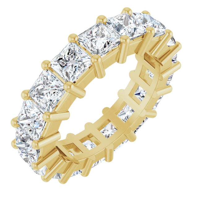 10K Gold Square Lab-Grown Diamond Shared-Prong Eternity Band – 4x4 mm Stones - Yellow Gold