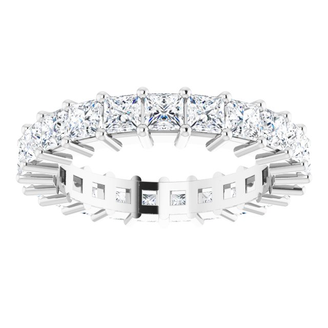 10K Gold Square Lab-Grown Diamond Shared-Prong Eternity Band – 2.75x2.75 mm Stones - White Gold - view 3