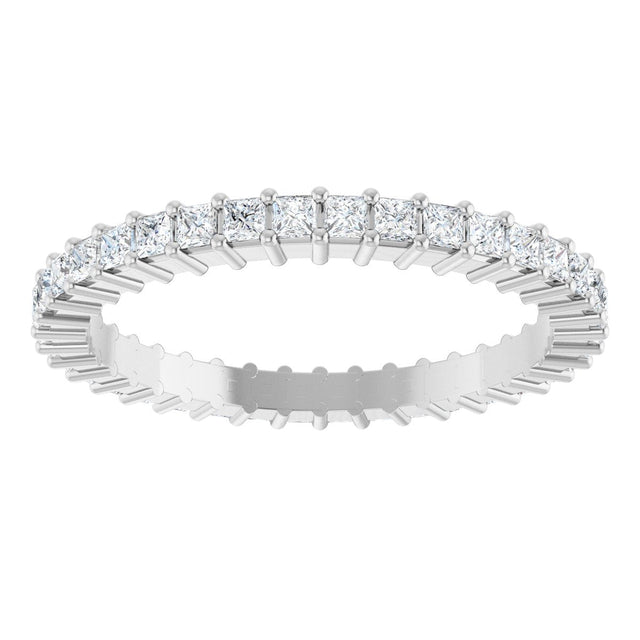 10K Gold Square Natural Diamond Shared-Prong Eternity Band – 1.5x1.5 mm Stones - White Gold - view 3