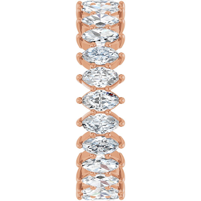 14K Gold Marquise Lab-Grown Diamond Shared-Prong Eternity Band – 4.25x2.25 mm Stones - Rose Gold - view 4