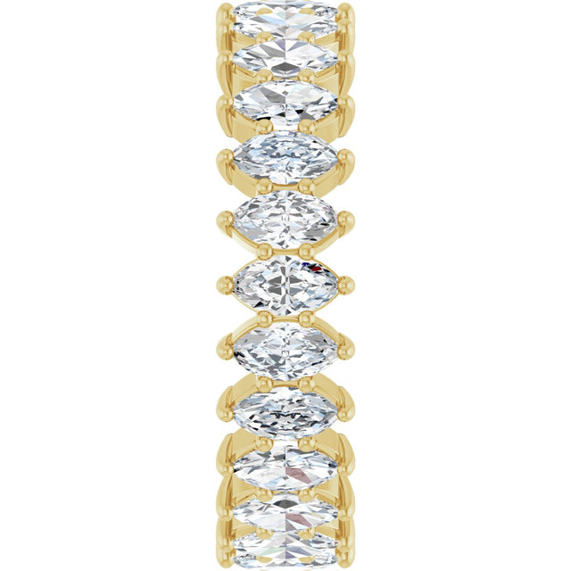 14K Gold Marquise Lab-Grown Diamond Shared-Prong Eternity Band – 4.25x2.25 mm Stones - Yellow Gold - view 4