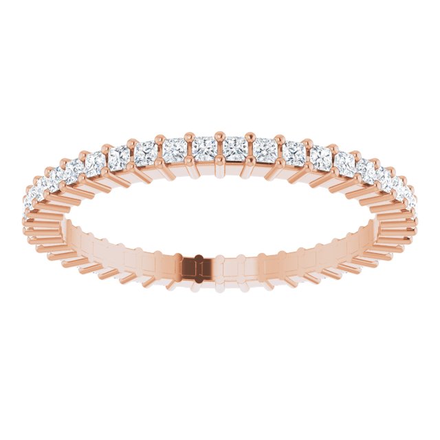 10K Gold Square Lab-Grown Diamond Shared-Prong Eternity Band – 1.25x1.25 mm Stones - Rose Gold - view 3