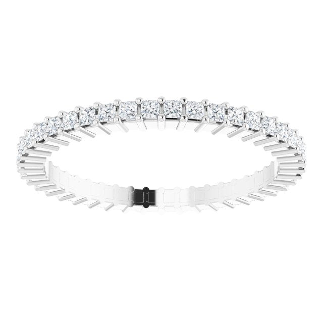 10K Gold Square Lab-Grown Diamond Shared-Prong Eternity Band – 1.25x1.25 mm Stones - White Gold - view 3