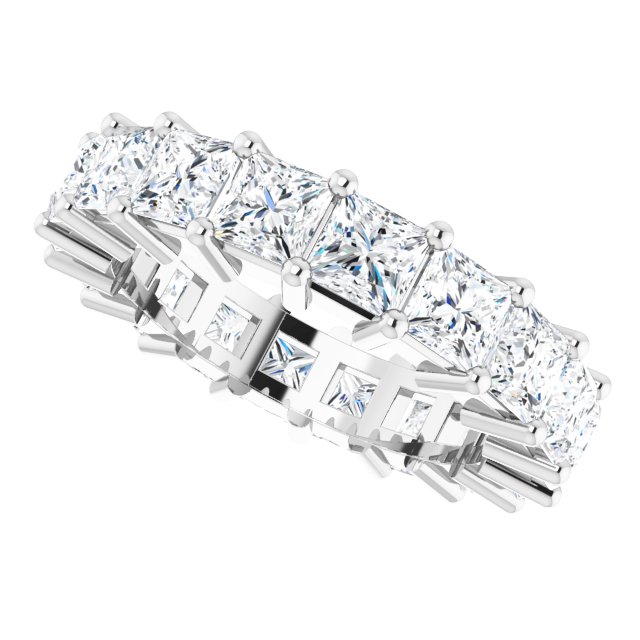 10K Gold Square Lab-Grown Diamond Shared-Prong Eternity Band – 3.75x3.75 mm Stones - White Gold - view 5